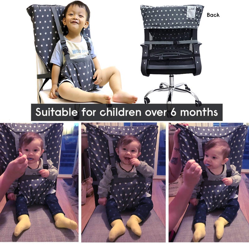 MINGRI Portable Baby High Chair Safety Seat Harness for Toddler, Baby Travel Essential Easy High Booster Seat Cover for Infant Eating Feeding Camping with Adjustable Straps Shoulder Belt,Holds Up to 38lbs. - Image 4